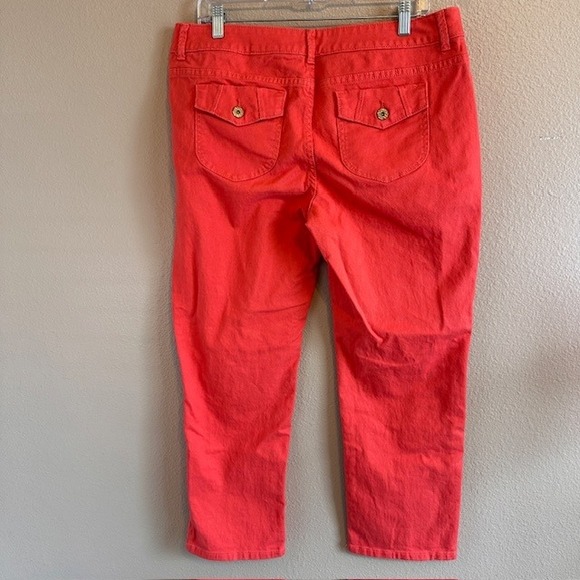 Simply Vera Vera Wang Women's Orange Coral Straight Stretch Jeans 14 Summer - Picture 5 of 10
